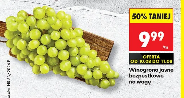Winogrono jasne bezpestkowe na wagę promocja w Biedronka
