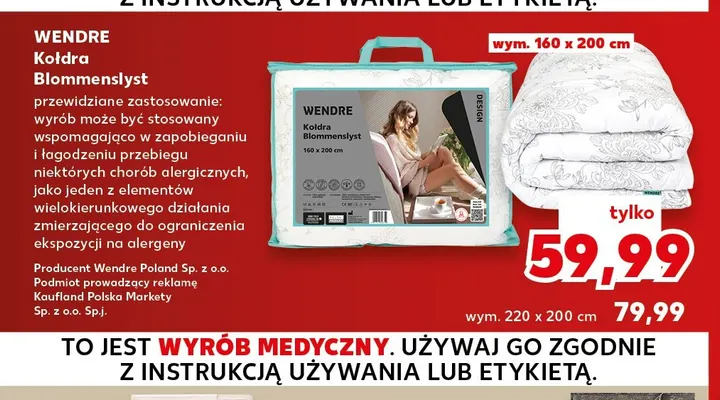 Kołdra Blommenslyst 160x200 cm Wendre promocja w Kaufland