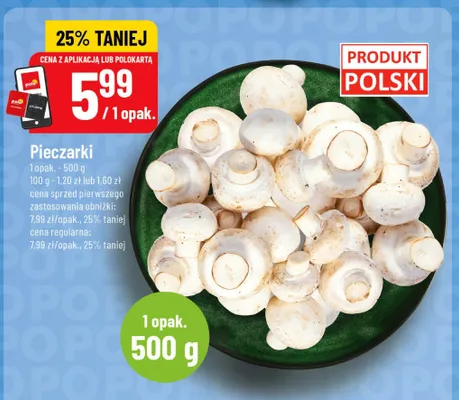 Pieczarki bio promocja w POLOmarket