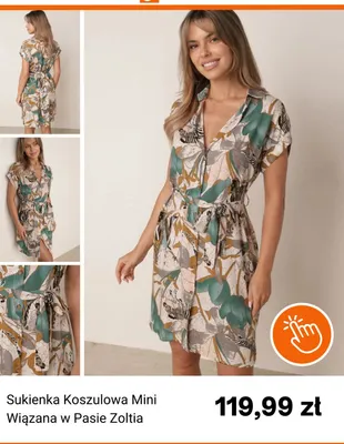 Sukienka koszulowa mini wiązana w pasie Born2be Zoltia promocja w Born2be