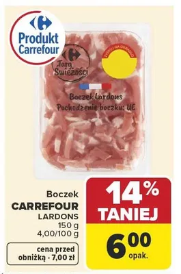 Boczek lardons promocja w Carrefour Market