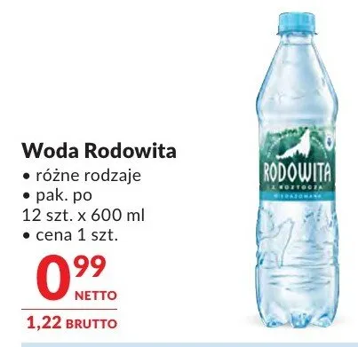 Woda Rodowita różne rodzaje promocja w Makro
