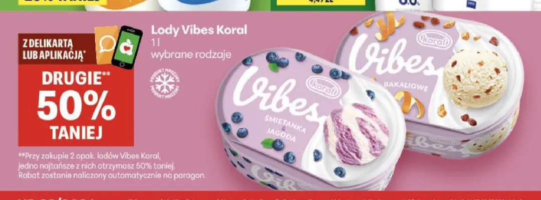 Lody bakaliowe Vibes Koral promocja w Delikatesy Centrum