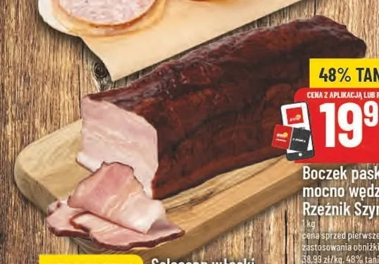 Boczek paski mocno wędzony Rzeźnik Szymon promocja w POLOmarket
