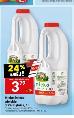 Mleko świeże wiejskie 3,2% Piątnica promocja w Twój Market