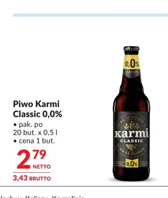 Piwo bezalkoholowe Karmi Classic promocja w Makro