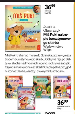 Książka Joanna Olejarczyk Miś Puki na tropie bursztynowego skarbu Wydawnictwo Wilga promocja w Empik