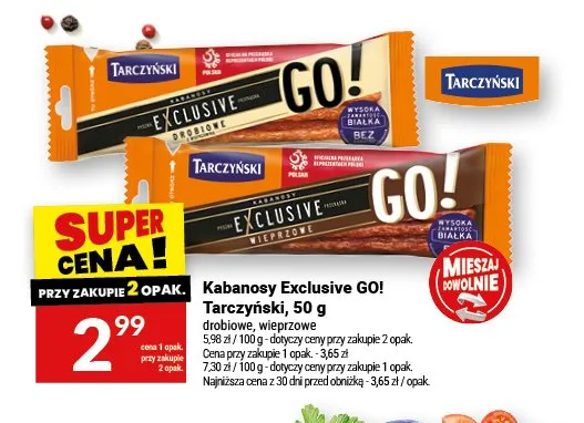 Kabanosy Exclusive GO! Tarczyński promocja w Twój Market