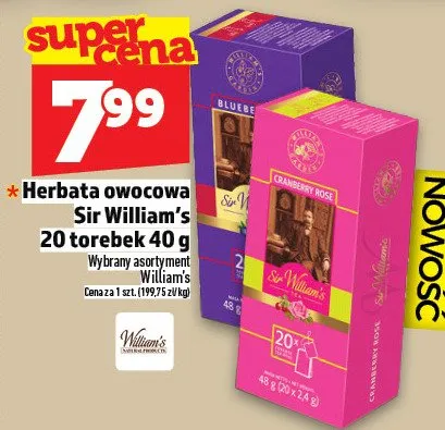Herbata owocowa Sir William's 20 torebek 40 g promocja w TOPAZ