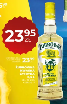 Wódka Żubrówka Kwaśna Cytryna 20-26% promocja w Duży Ben