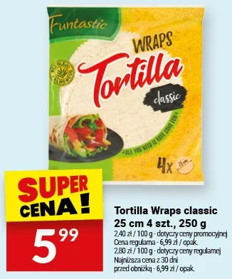 Tortilla Wraps classic 25 cm 4 szt., 250 g promocja w Twój Market