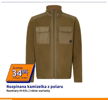 Rozpinana kamizelka z polaru promocja w Action