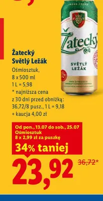Piwo Žatecký Světlý Ležák 8-pak promocja w Lidl