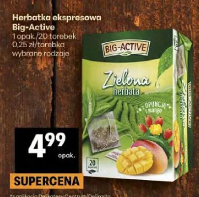 Herbatka ekspresowa Big-Active Zielona herbata opuncja i mango promocja w Delikatesy Centrum