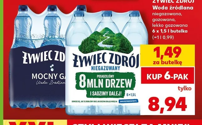Woda źródlana lekko gazowana Żywiec Zdrój 6-pak 1,5 l promocja w Kaufland