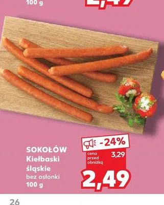 Kiełbaski śląskie bez osłonki Sokołów promocja w Kaufland