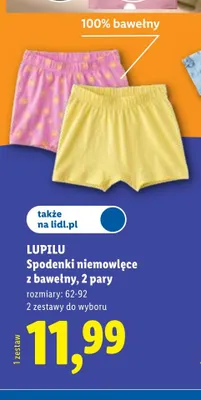 Spodenki niemowlęce z bawełny Lupilu 2-pak promocja w Lidl