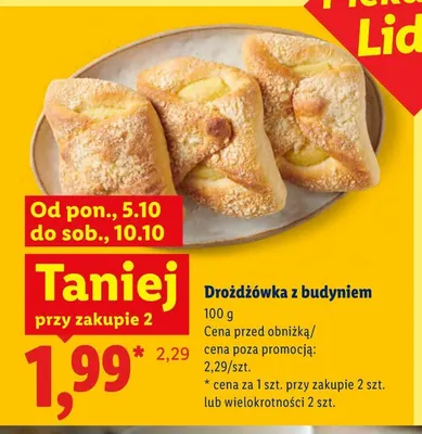 Drożdżówka z budyniem promocja w Lidl