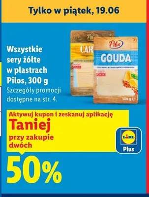 Ser żółty Carpatia w plastrach Pilos promocja w Lidl