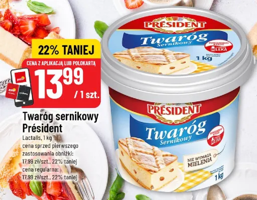 Twaróg sernikowy Président Lactalis promocja w POLOmarket