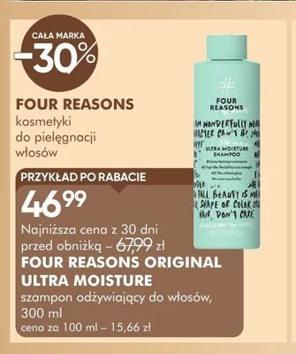 Szampon odżywiający do włosów FOUR REASONS Original Ultra Moisture promocja w Super-Pharm