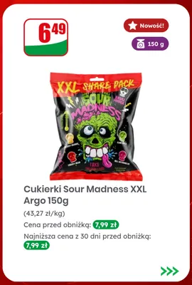 Cukierki Sour Madness XXL Argo promocja w Dino
