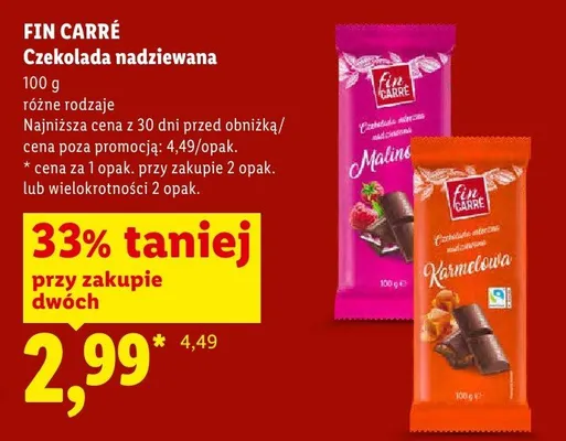 Czekolada mleczna nadziewana promocja w Lidl
