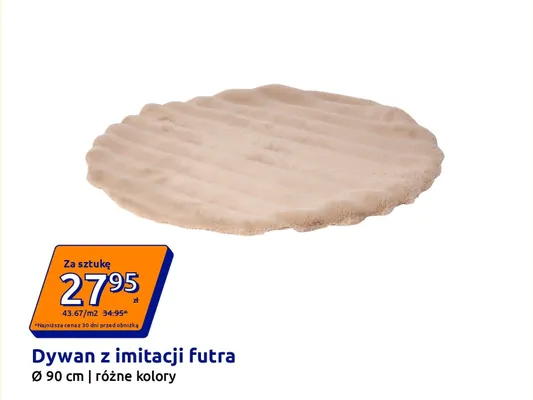 Dywan z imitacji futra Ø 90 cm promocja w Action