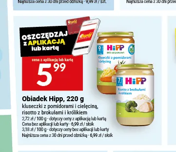 Obiadek Hipp kluseczki z pomidorami i cielęciną promocja w Twój Market
