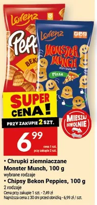 Chrupki ziemniaczane Monster Munch, Chipsy Bekon Popcips, 100g promocja w Twój Market