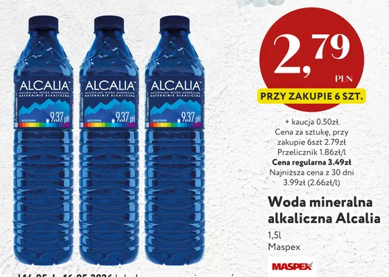 Woda mineralna alkaliczna Alcalia promocja w Market Point