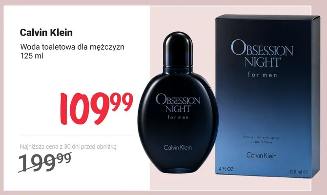 Woda toaletowa dla mężczyzn Calvin Klein Obsession Night promocja w Rossmann