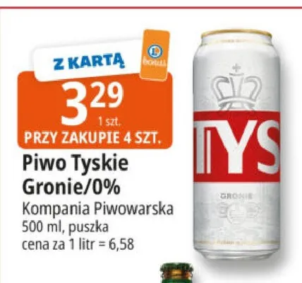Piwo Tyskie Gronie/0% promocja w Leclerc