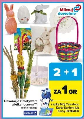 Dekoracje z motywem wielkanocnym różne rodzaje promocja w Carrefour Market