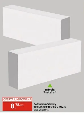Beton komórkowy 12x24x59 cm Termobet promocja w Leroy Merlin