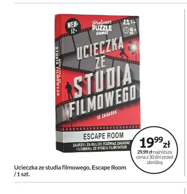 Gra Ucieczka ze studia filmowego Escape Room Professor Puzzle promocja w Empik