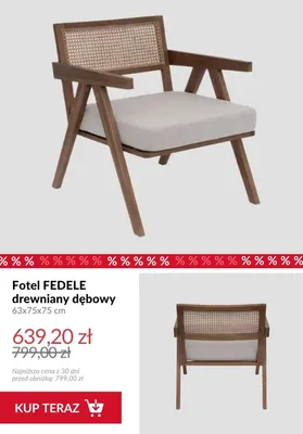 Fotel Fedele drewniany dębowy promocja w Homla