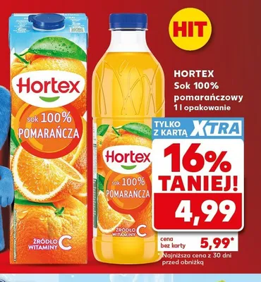 Sok 100% pomarańczowy Hortex promocja w Kaufland