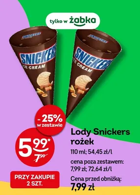 Lody Snickers rożek promocja w Żabka