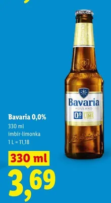 Piwo bezalkoholowe Bavaria 0,0% imbir-limonka promocja w Lidl