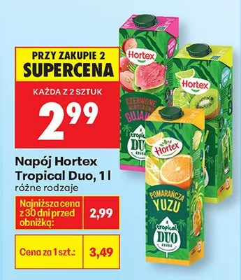 Sok Hortex Tropical Duo różne rodzaje promocja w Biedronka