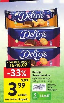 Ciastka Delicje Szampańskie Pomarańczowe promocja w Intermarche