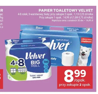 Papier toaletowy Velvet promocja w Stokrotka