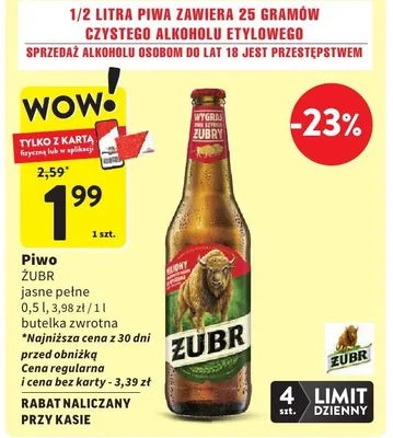 Piwo jasne pełne butelka zwrotna promocja w Intermarche