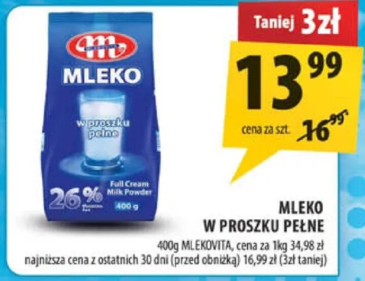 Mleko w proszku pełne Mlekovita promocja w Arhelan