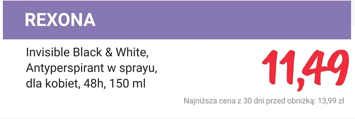 Antyperspirant w sprayu Invisible Black & White dla kobiet 48h promocja w Rossmann