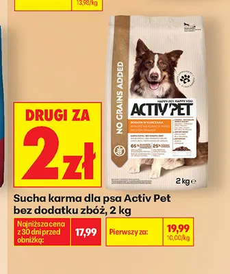 Sucha karma dla psa Activ Pet bez dodatku zbóż promocja w Biedronka