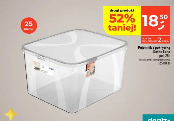 Pojemnik z pokrywką Rotho Lona 25 l promocja w Dealz