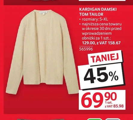 Kardigan damski Tom Tailor promocja w Selgros