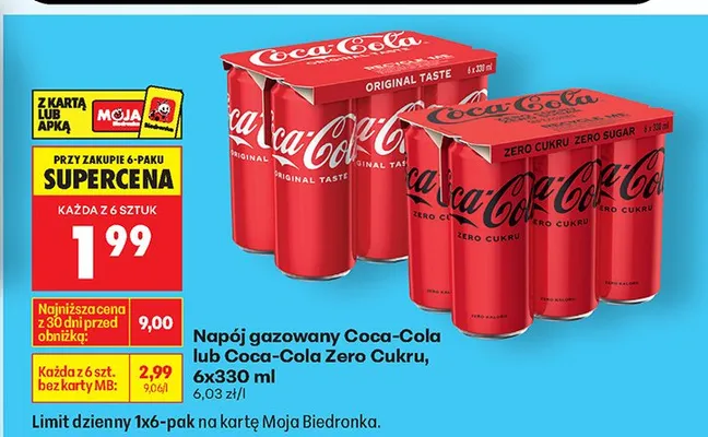 Napój gazowany Coca-Cola Zero promocja w Biedronka